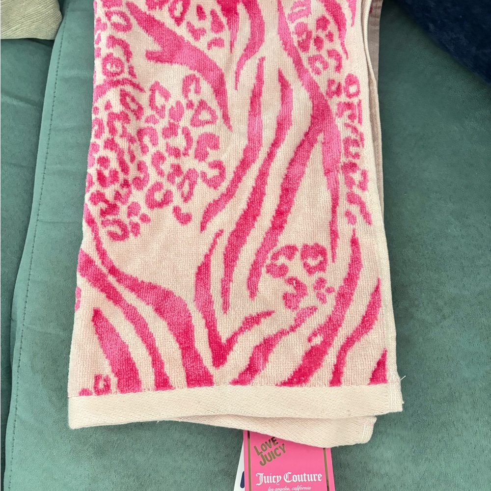 Juicy Couture Pink Animal Print Decorative hand towel